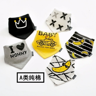 a类婴儿纯棉全棉接口水巾女宝宝男童四季纯棉三角巾小围嘴潮牌