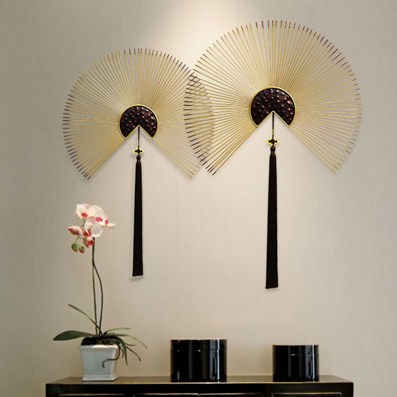 中式挂件铁艺壁挂背景墙扇子装饰品客厅玄关墙壁挂饰创意墙面装饰
