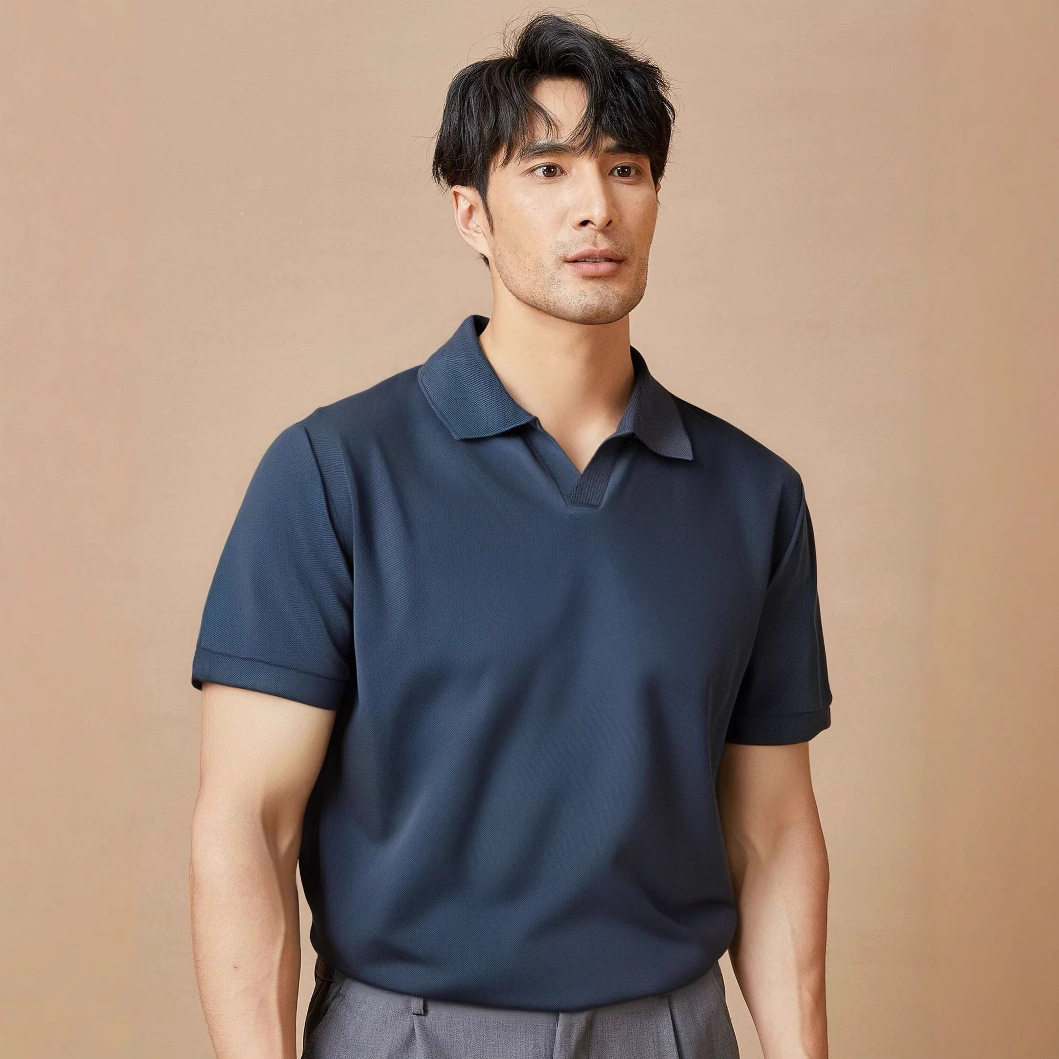 美式海鸥领夏季冰丝凉感男士翻领Polo衫