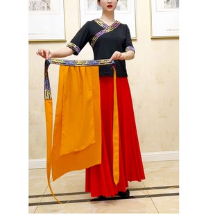 夏季 中国风短袖 藏族舞蹈服装 跳舞衣服民族舞服装 上衣裙子