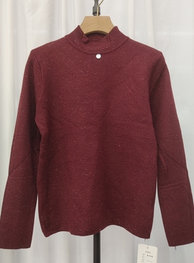 9159秋冬新款女半高领长袖针织衫毛衣打底衫加绒加厚一体绒吊坠