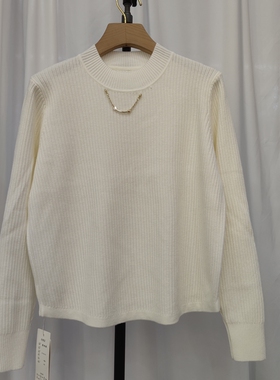 58028秋冬新款女半高领长袖针织衫毛衣打底衫纯色简约上衣挂链