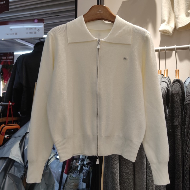 7718春季新款女翻领长袖针织衫毛衣开衫外套拉链纯色上衣,女装/女士精品,毛针织衫,淘宝优惠券,粉丝福利购,淘宝优惠卷