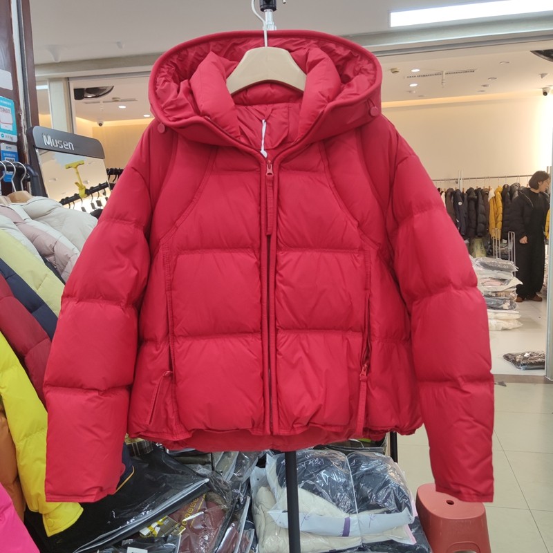 F2206冬季女连帽长袖羽绒服外套面包服宽松休闲保暖上衣