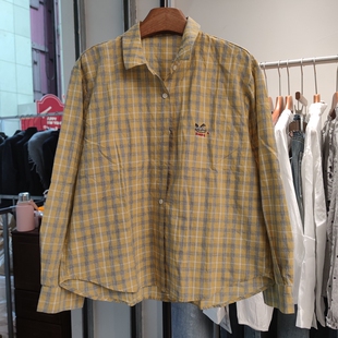 衬衫 3350春季 翻领长袖 女装 女宽松显瘦百搭上衣女天丝棉麻 新款