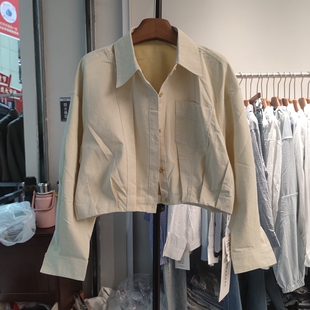 翻领长袖 女装 短外套女宽松显瘦百搭上衣女天丝棉 新款 26C79春季