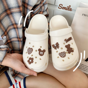 2022年新款 夏季 网红拖鞋 室外踩屎感厚底洞洞鞋 外穿 凉鞋 女夏款 女款