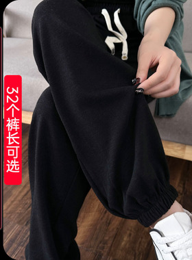 24年秋冬新款黑色糯米裤女高个子加长运动裤高腰束脚裤超长卫裤潮