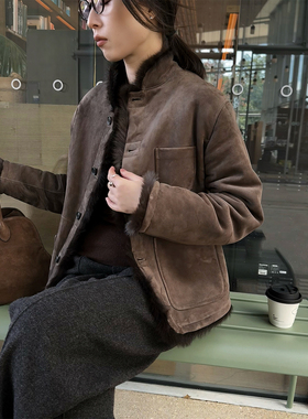 ALIN【lp鼎级】西班牙同皮商 0压感托斯卡拉皮毛一体立领皮草外套