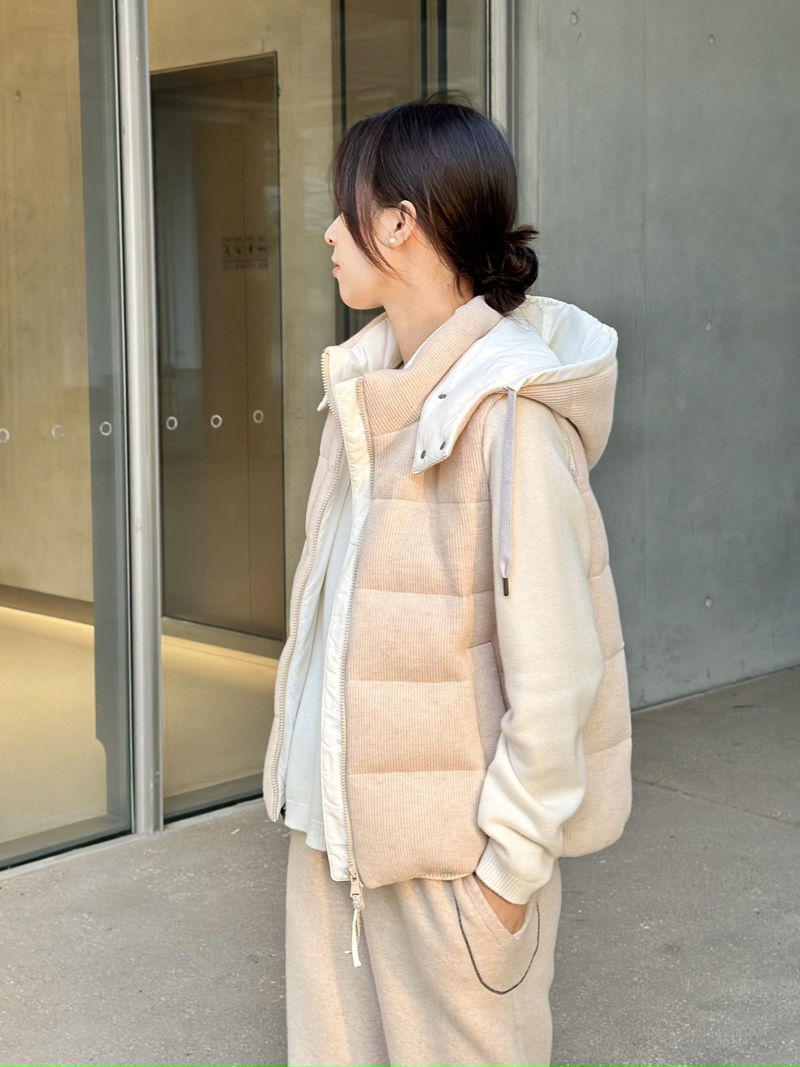 鼎级BC系列拉链连帽羊毛鹅绒马甲