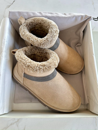 ALIN自留/限量/燕麦褐色 澳洲进口羊羔毛鼎级丝光牛反绒bc雪地靴
