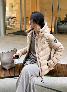 ALIN代工厂正单 大鹅经典3D立体排骨短款白鸭绒连帽羽绒服