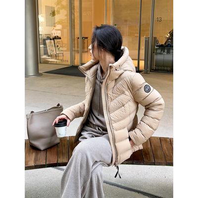 ALIN代工厂正单 大鹅经典3D立体排骨短款白鸭绒连帽羽绒服