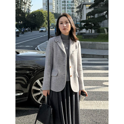 ALIN 意大利空气绒澳洲初剪羊毛 老钱风RL紫标休闲西装呢外套