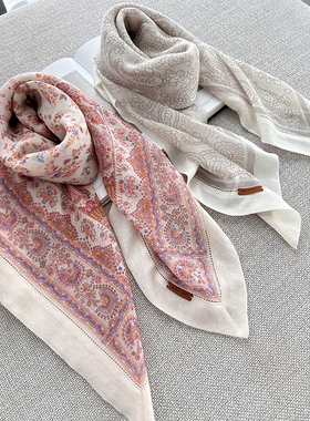 ALIN内蒙围巾手工坊 轻薄如无物 LP藤蔓200支100%山羊绒方巾围巾