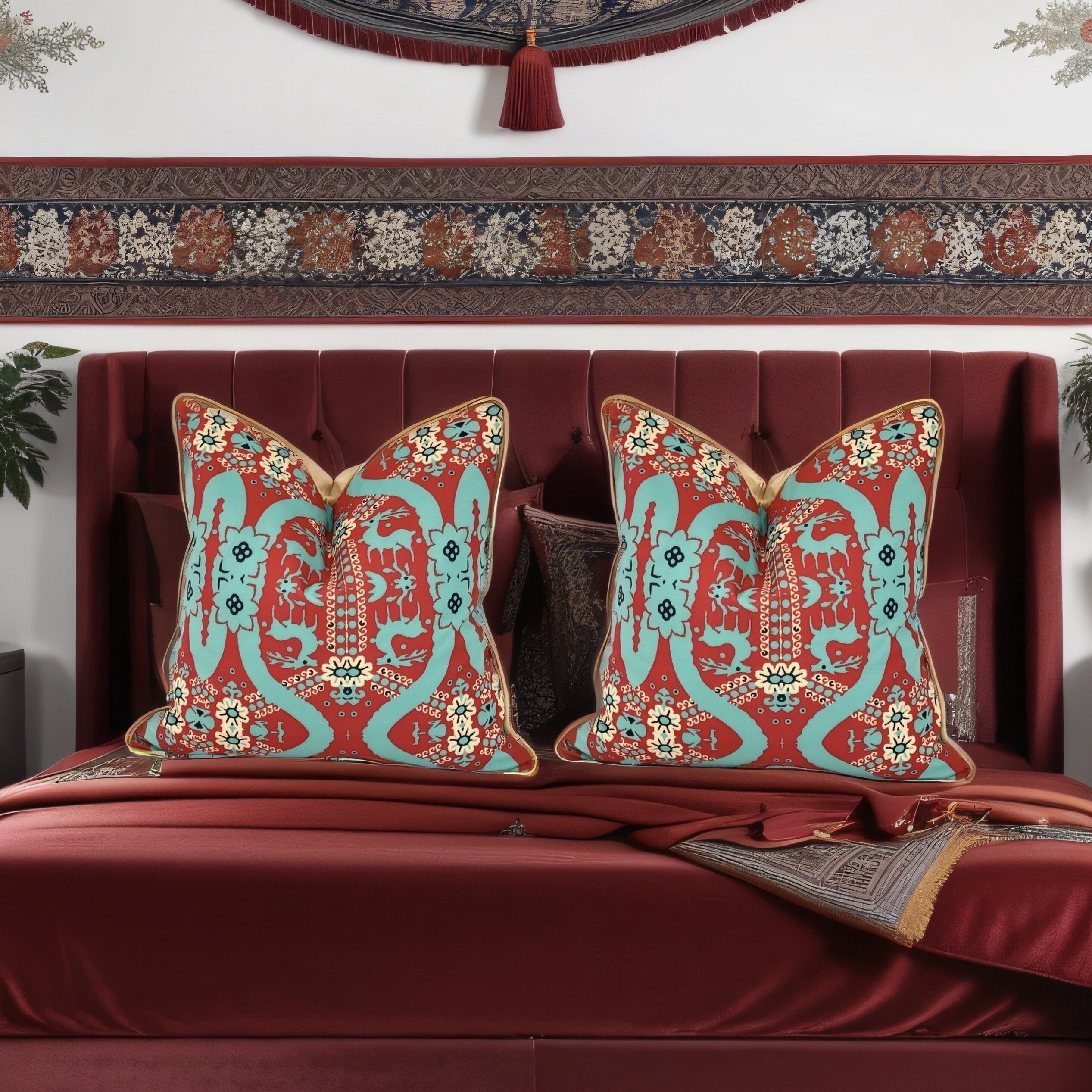 汉尚家居 新中式抱枕套中国风结婚喜庆靠垫套腰枕腰靠枕新年布置