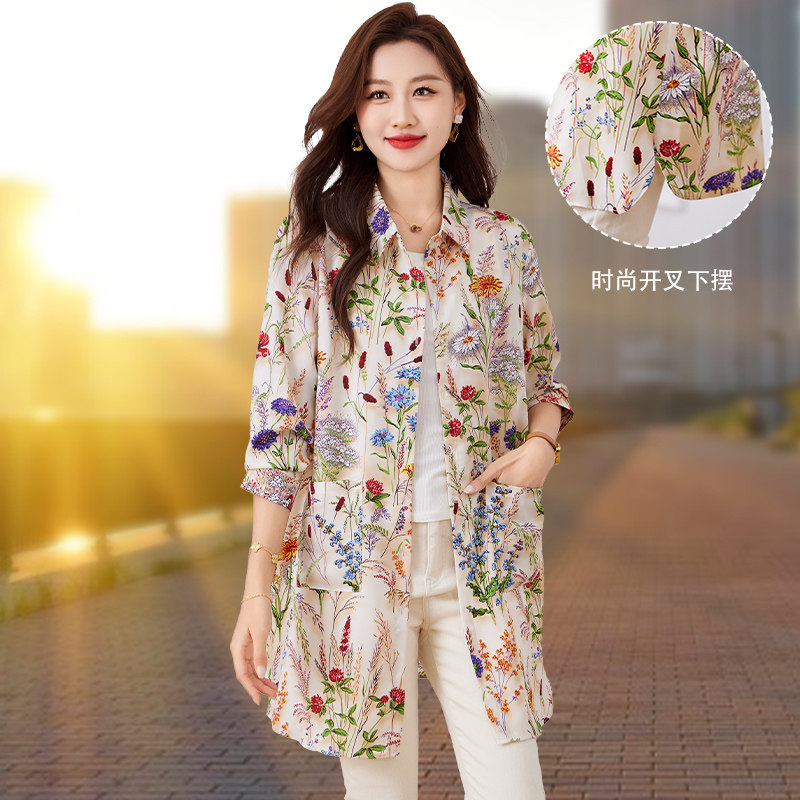 雪纺防晒衣女2025年夏新款气质百搭衬衣宽松显瘦时尚轻薄上衣外套