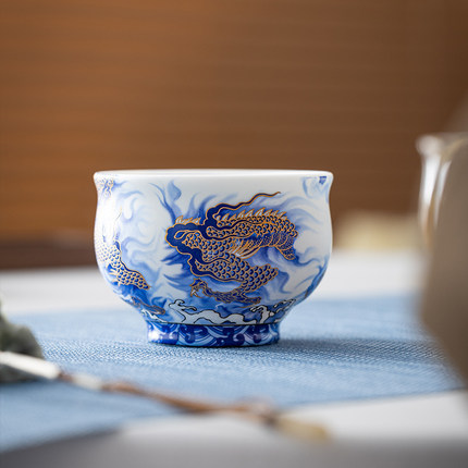 龙腾盛世龙主人高档品茗杯单杯陶瓷功夫茶具个人专用杯盏杯