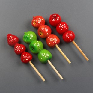 创意立体糖葫芦串富士苹果樱桃桔子草莓树脂冰箱贴磁性贴家居饰品