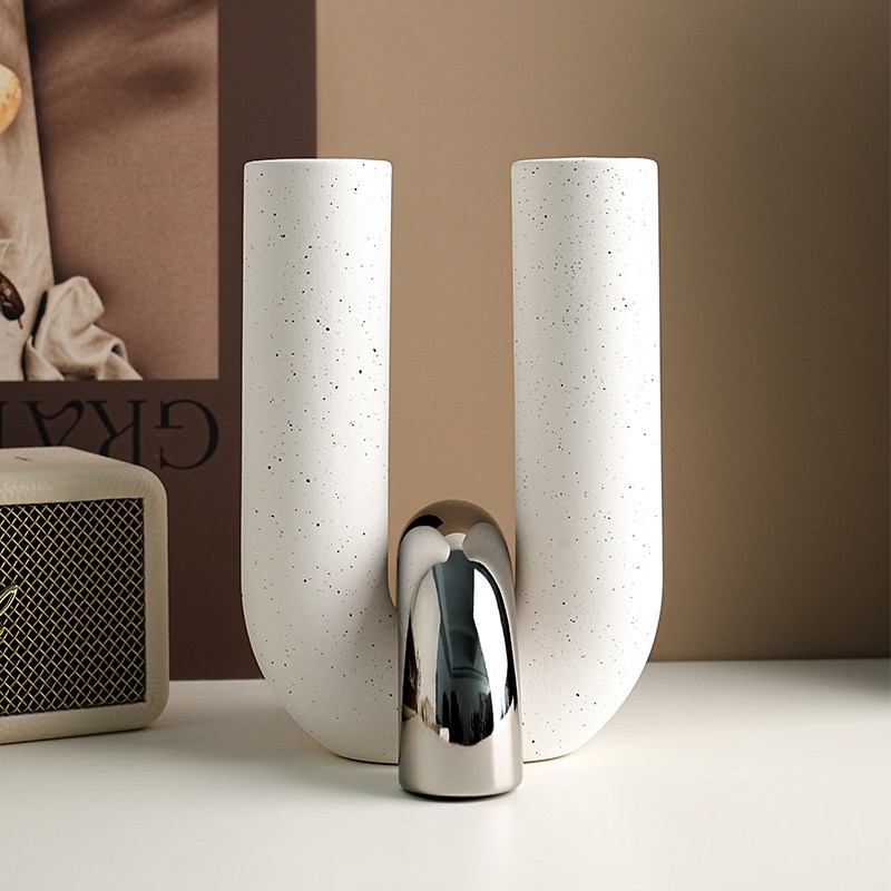 贝汉美轻奢创意简约U型交叉花瓶摆件客厅玄关电视柜磨砂陶瓷花器,家居饰品,装饰摆件,淘宝优惠券,粉丝福利购,淘宝优惠卷