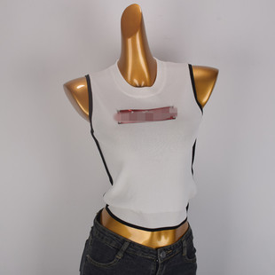 辣妹性感短款露脐冰丝针织背心女夏季新款高腰无袖外穿修身打底衫