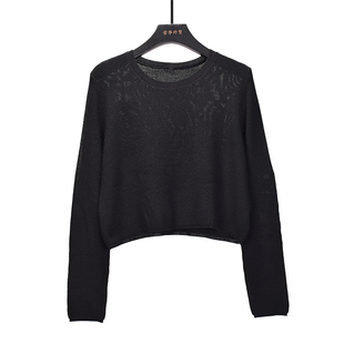 镂空长袖罩衫女春季新款慵懒风毛衣宽松显瘦套头薄款冰丝针织上衣