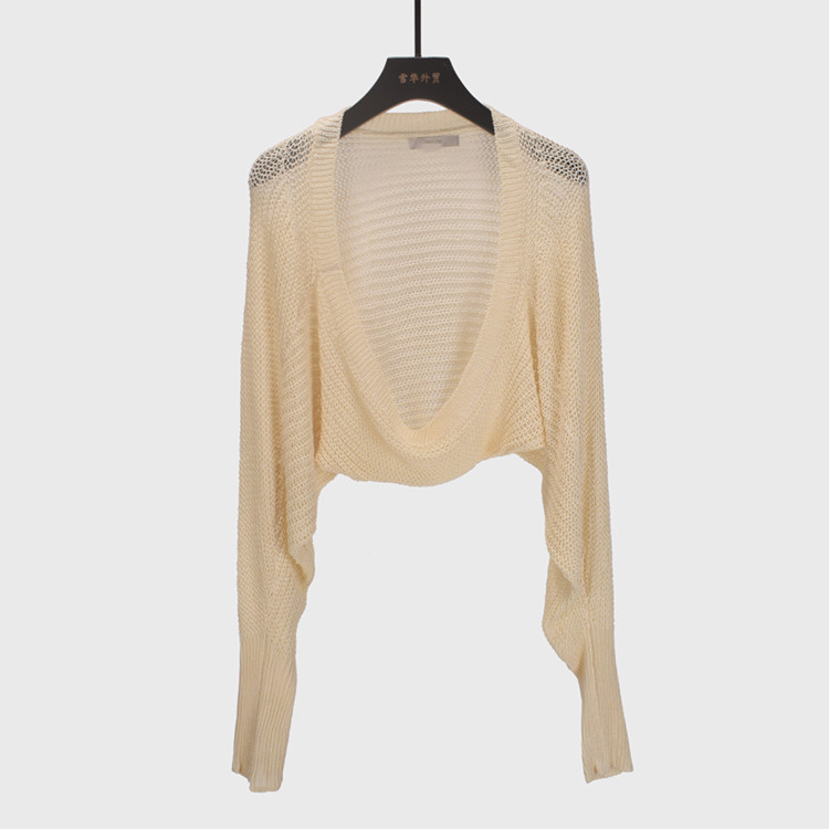 针织开衫V领短款纯色罩衫上衣女