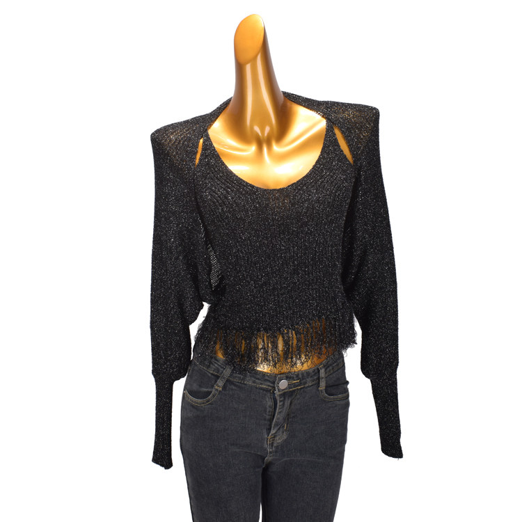 针织2023年披肩流苏吊带两件套潮