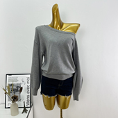 不规则斜领软糯针织衫 女秋冬新款 气质修身 法式 显瘦百搭长袖 上衣潮