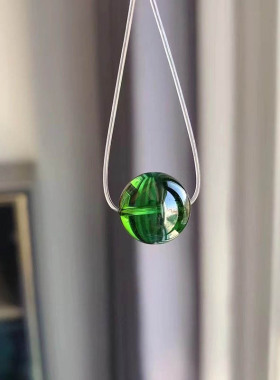 魅晶天然原矿戒面料晶体通透绿碧玺转运珠单珠吊坠