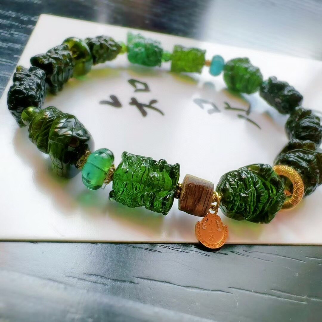 魅晶天然水晶晶体通透高级正绿多宝碧玺手链