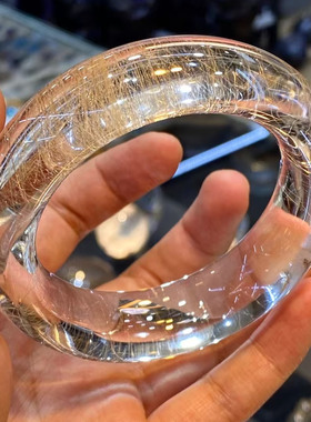 魅晶天然水晶晶体通透纯净体金发晶手镯