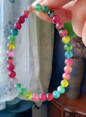 魅晶天然水晶晶体通透缤纷色彩小西瓜手链