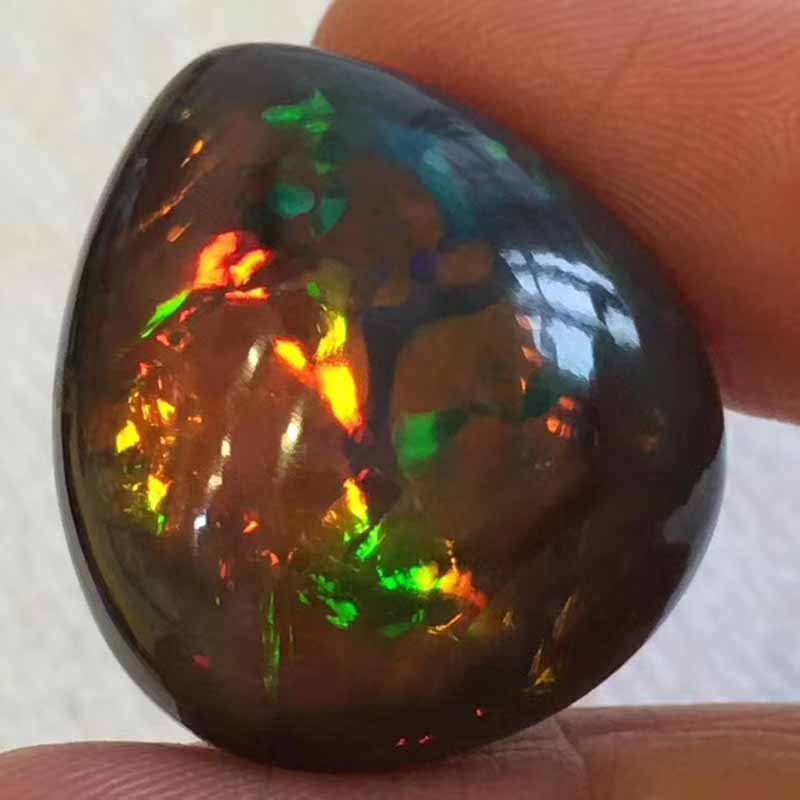 魅晶天然黑欧泊水滴裸石吊坠项坠 炫彩欧泊挂件项坠毛衣链