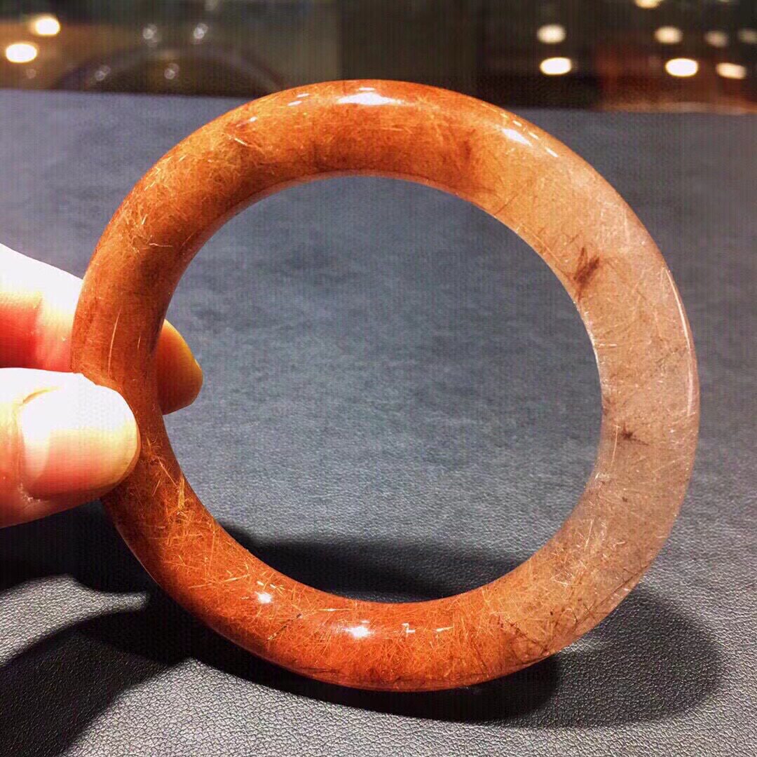 魅晶天然水晶晶体通透红发晶俏色手镯
