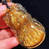 魅晶天然巴西原矿水晶晶体通透铜发晶顺发晶雕刻葫芦兽吊坠