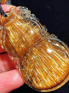 魅晶天然巴西原矿水晶晶体通透铜发晶顺发晶雕刻葫芦兽吊坠