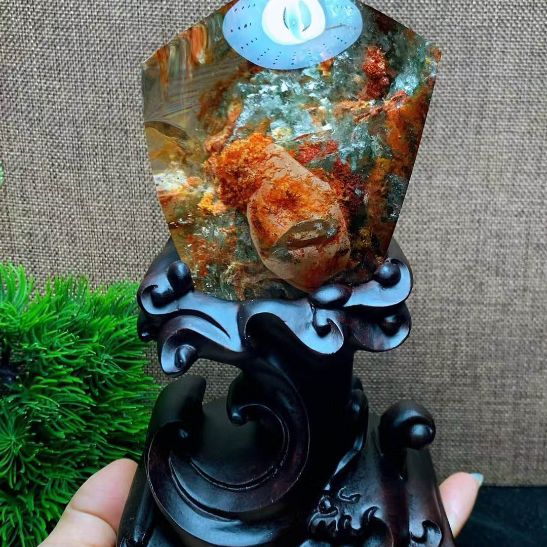 魅晶天然水晶晶体通透彩幽灵景石摆件