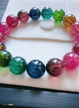 魅晶魅晶天然水晶晶体通透老油料玻璃体碧玺彩虹手链