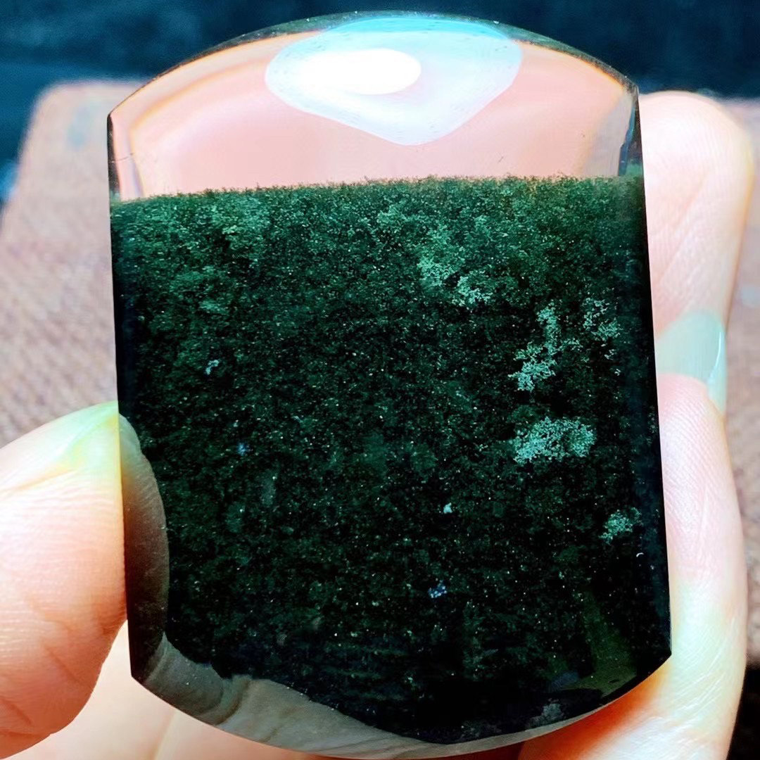 魅晶天然原矿水晶晶体通透包裹体绿幽灵无事牌吊坠