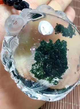 魅晶天然水晶晶体通透绿幽灵全包股童子送福大吊坠