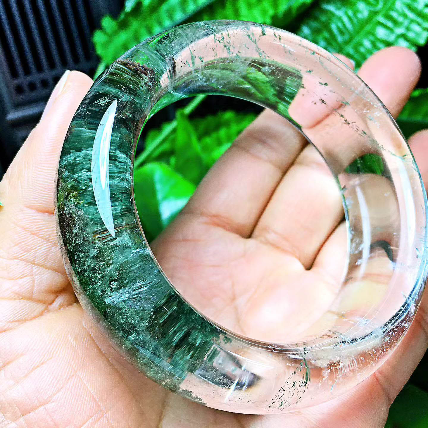 魅晶天然水晶绿幽灵半壁江山手镯