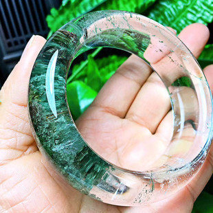 魅晶天然水晶晶体通透绿幽灵半壁江山手镯