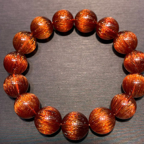 魅晶天然水晶红铜顺发猫眼手链