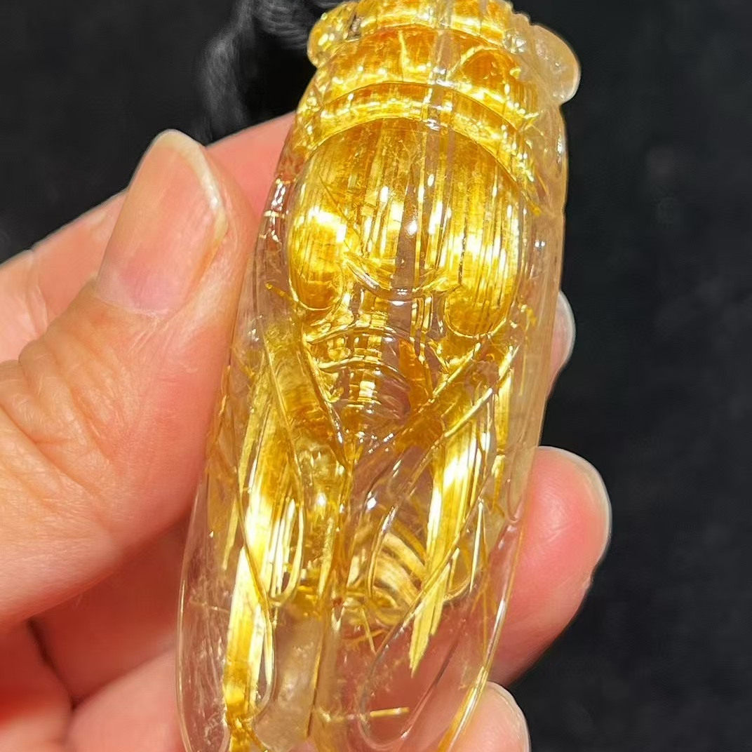 魅晶天然水晶晶体通透钛晶金蝉知了吊坠