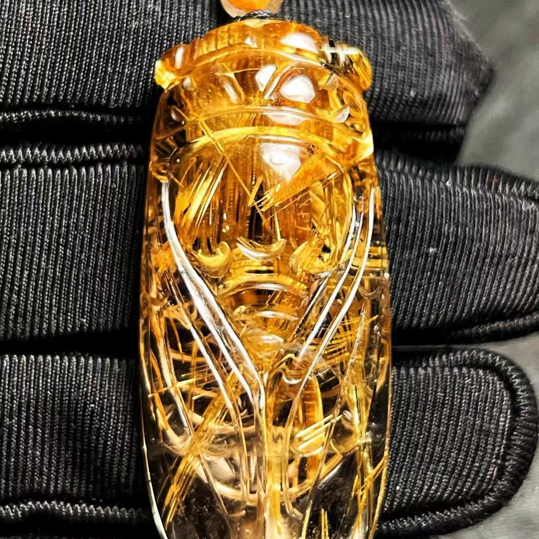 魅晶天然水晶晶体通透钛晶金蝉知了吊坠
