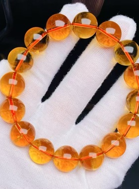 魅晶天然水晶晶体通透金红暴力黄黄水晶手链