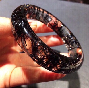 魅晶天然水晶晶体通透老矿黑发晶手镯