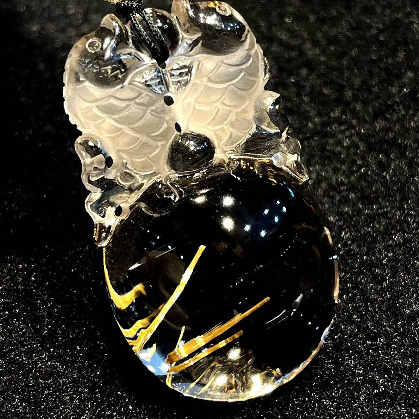 魅晶天然水晶晶体通透钛晶双鱼吊坠