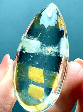 魅晶天然水晶晶体通透天然黄色方解石吊坠